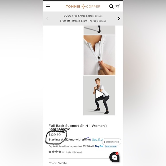 TOMMIE COPPER Full Back Support Shirt | Women's Short Sleeve Size L - Picture 7 of 9